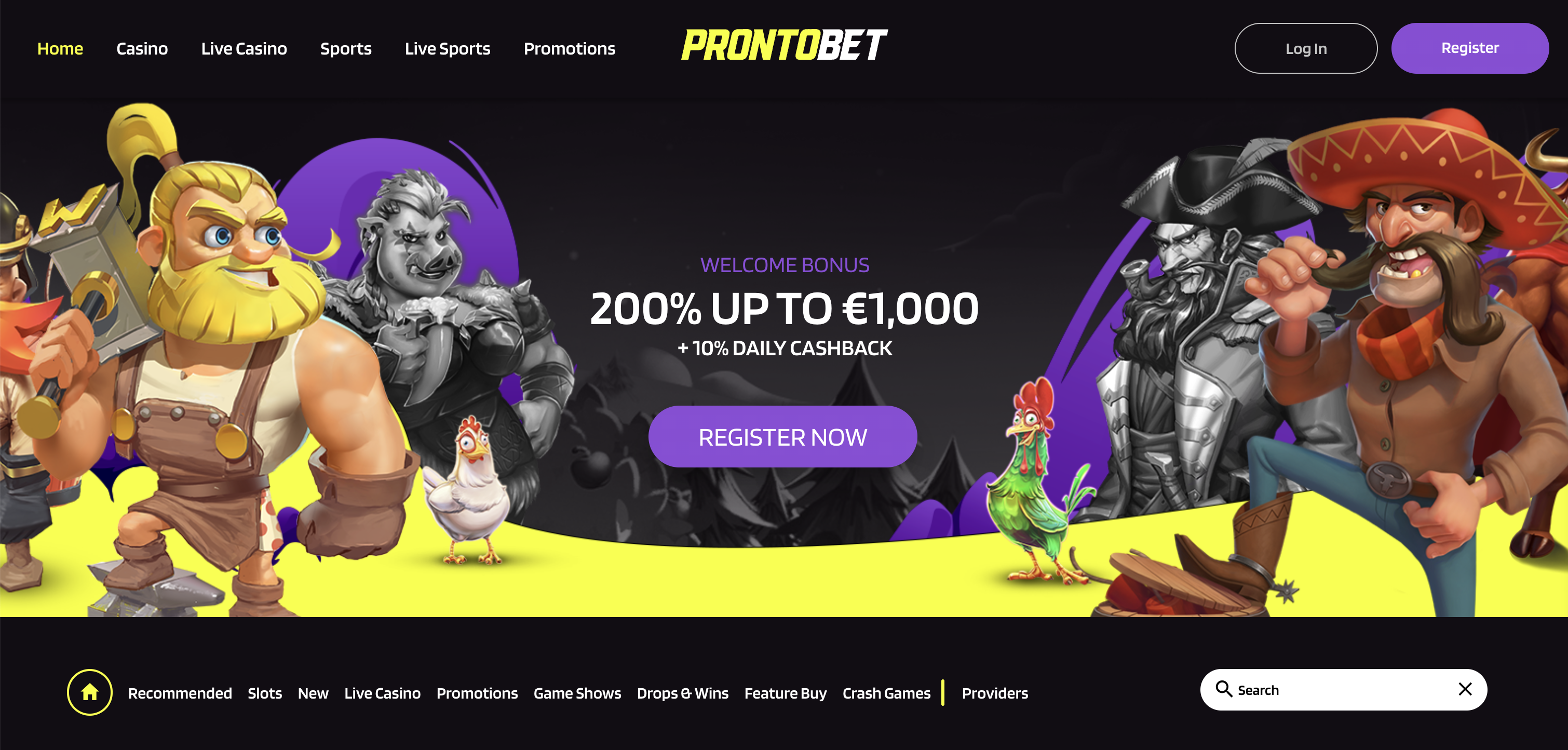 €1000 and 10% Cashback 1 ProntoBet