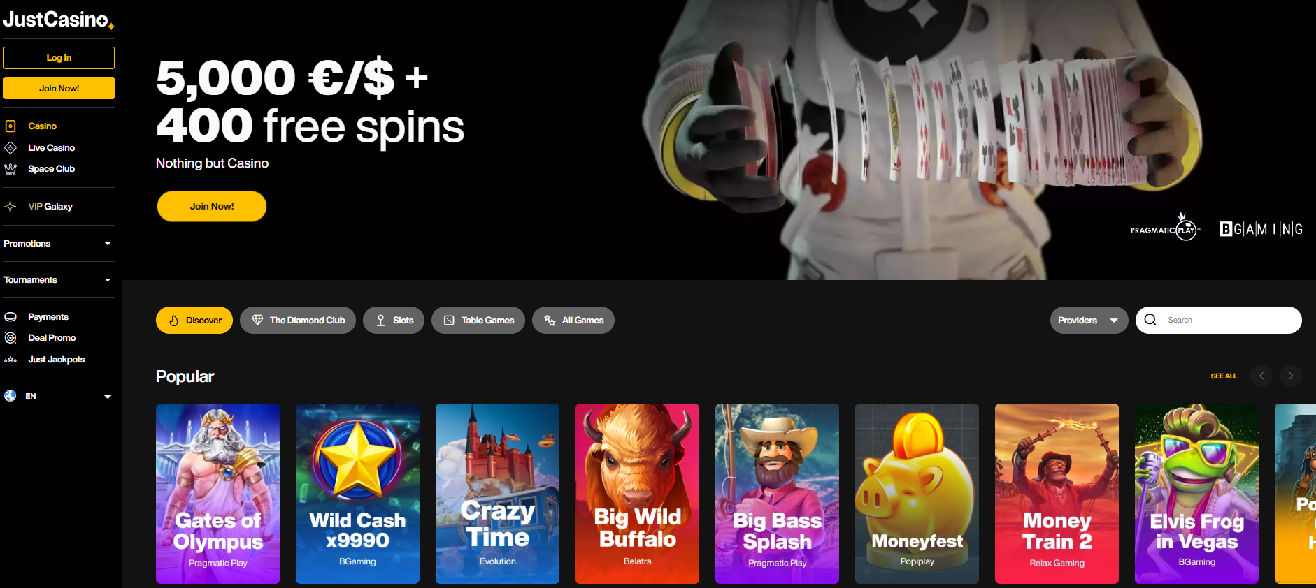 Just Casino 2 Just casino - €5000 Deposit Bonus and 400 Free Spins for Irish Casino Players